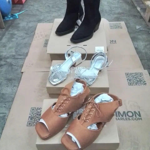 PALLET CONTAINING APPROXIMATELY 88X ASSORTED BRAND NEW DESIGNER SHOES INCLUDING: SIMPLY BE BLACK BOOTS, SIMPLY BE SILVER HEELS, SIMPLY BE BROWN LACE UP SANDALS 