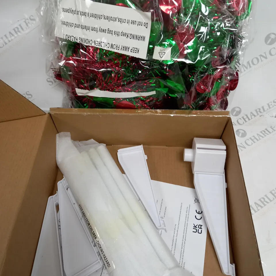 BOXED RED AND GREEN TINSEL TREE 