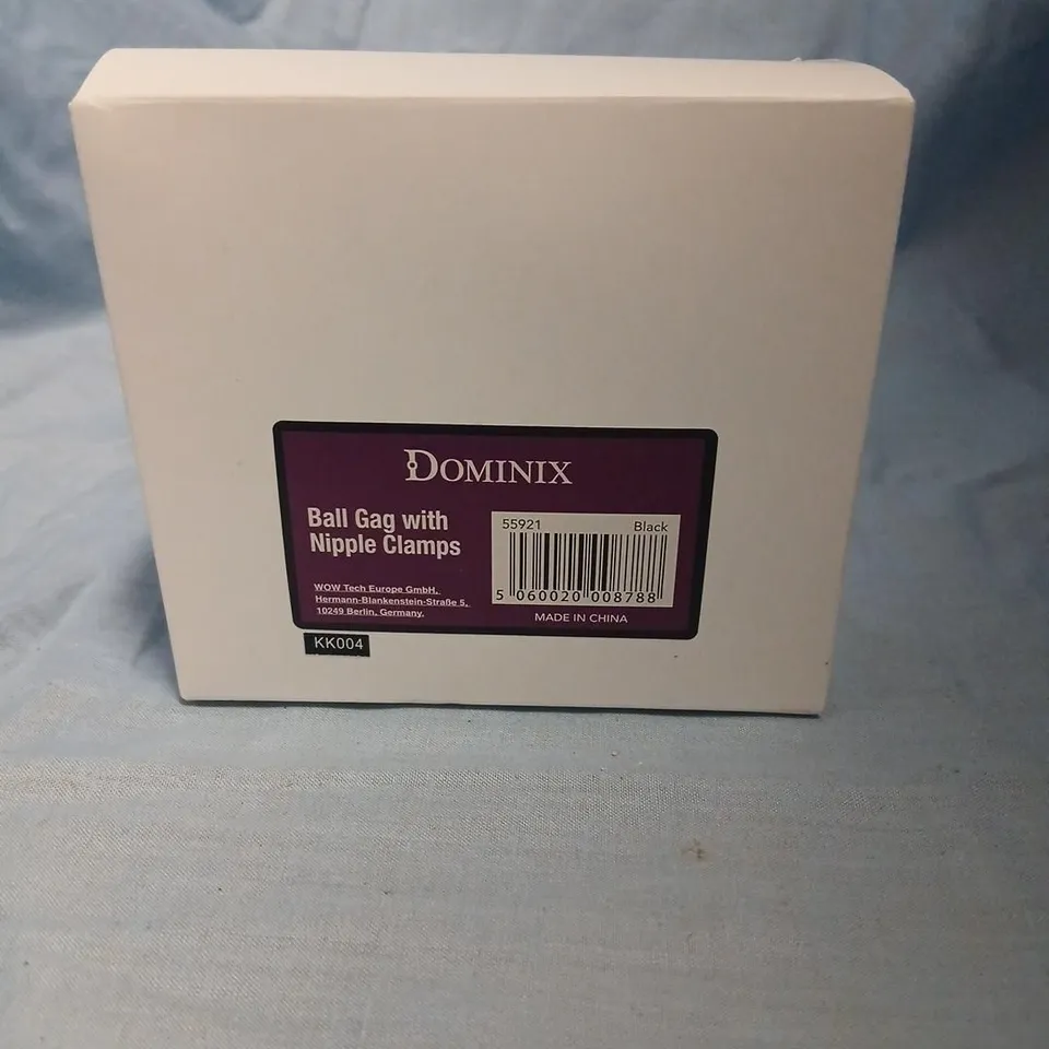 DOMINIX BALL GAG WITH NIPPLE CLAMPS – BDSM ADULT TOY (BOXED)