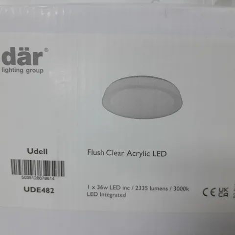 BOXED DAR LIGHTING UDELL FLUSH CLEAR ACRYLIC LED LIGHT