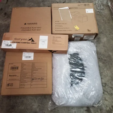 PALLET CONTAINING ASSORTED PRODUCTS INCLUDING CHILDENS TABLE, FOLDABLE PLAY MAT, FOLDING CAMPING TABLE & PET BED
