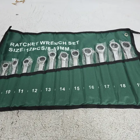 RATCHET WRENCH SET, 12-PIECE (8-19MM) IN ROLL-UP POUCH