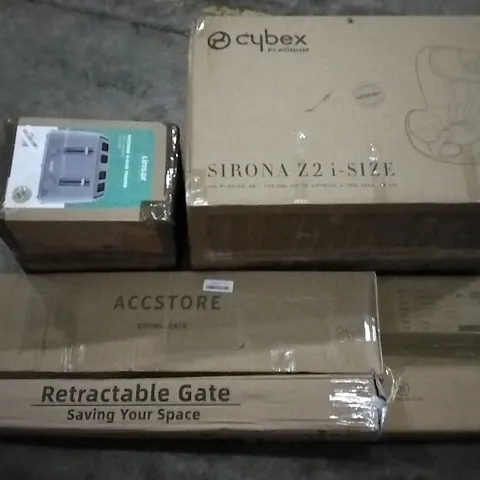 PALLET OF ASSORTED ITEMS INCLUDING ACCSTORE DRYING RACK, RETRACTABLE SAFETY GATE, SHOE RACK, LINSAR 4 SLIE3 TOASTER, BABY CAR SEAT
