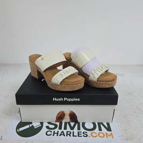 HUSH PUPPIES VANILLA CREAM LEATHER POPPY RUCHED SANDALS UK 7 BOXED