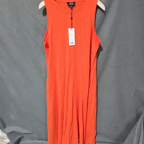 ME+EM FLARED SLUB JERSEY MAXI DRESS - PAPAYA ORANGE, UK 12