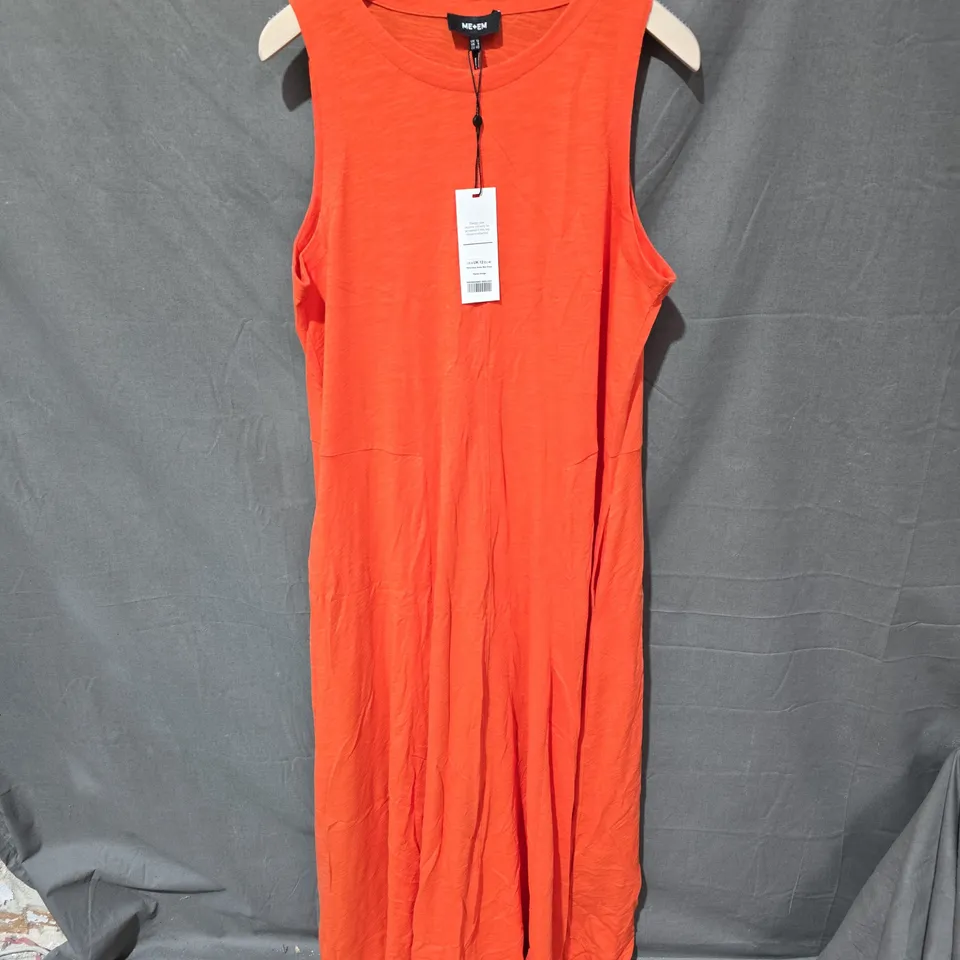 ME+EM FLARED SLUB JERSEY MAXI DRESS - PAPAYA ORANGE, UK 12