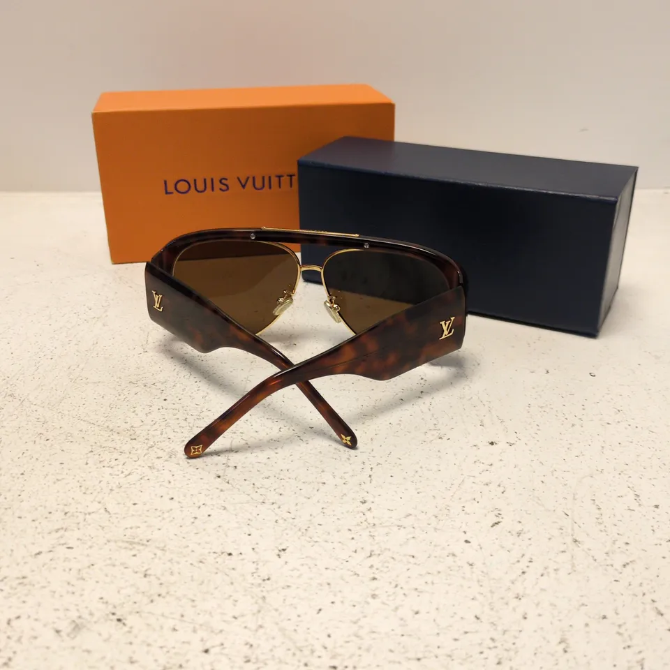 LOUIS VUITTON SUNGLASSES – TORTOISESHELL ACETATE, GOLD-TONE LV LOGOS ON TEMPLES