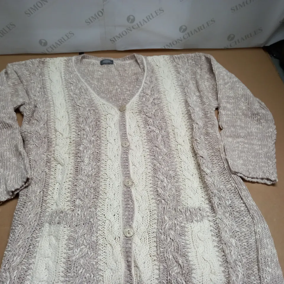 LOT OF APPROXIMATELY 30 DAMOUR KNIT CARDIGANS IN NATURAL - SIZE UNSPECIFIED