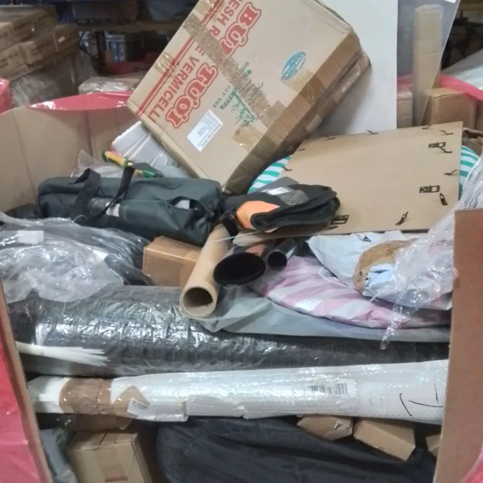 PALLET OF ASSORTED HOUSEHOLD GOODS AND PRODUCTS TO INCLUDE; BOXED FURNITURE ETC