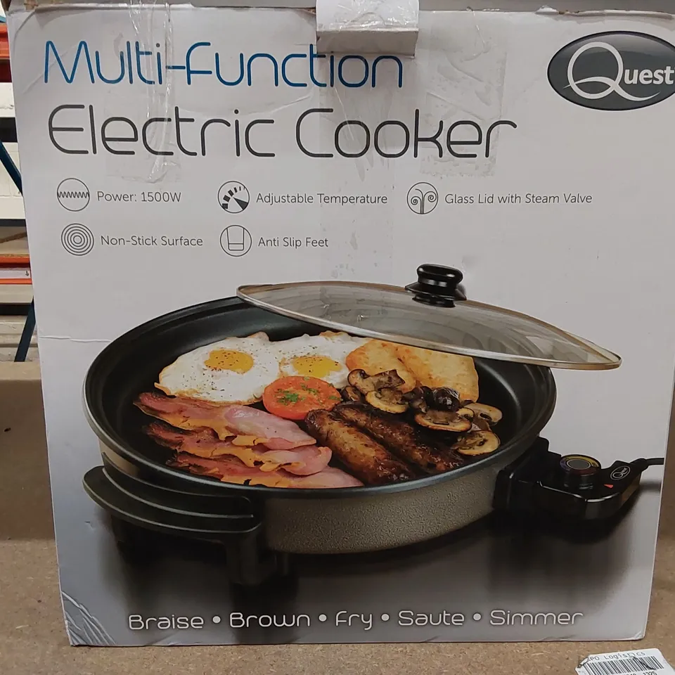 BOXED QUEST 40CM CERAMIC NON STICK ELECTRIC SKILLET WITH GLASS LID (1 BOX)