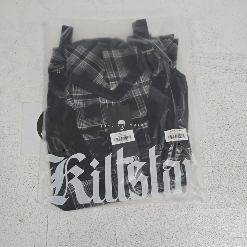 LOT OF APPROXIMATELY 35 BRAND NEW KILLSTAR BANISHESS TARTAN ECHO DRESSES - VARIOUS SIZES