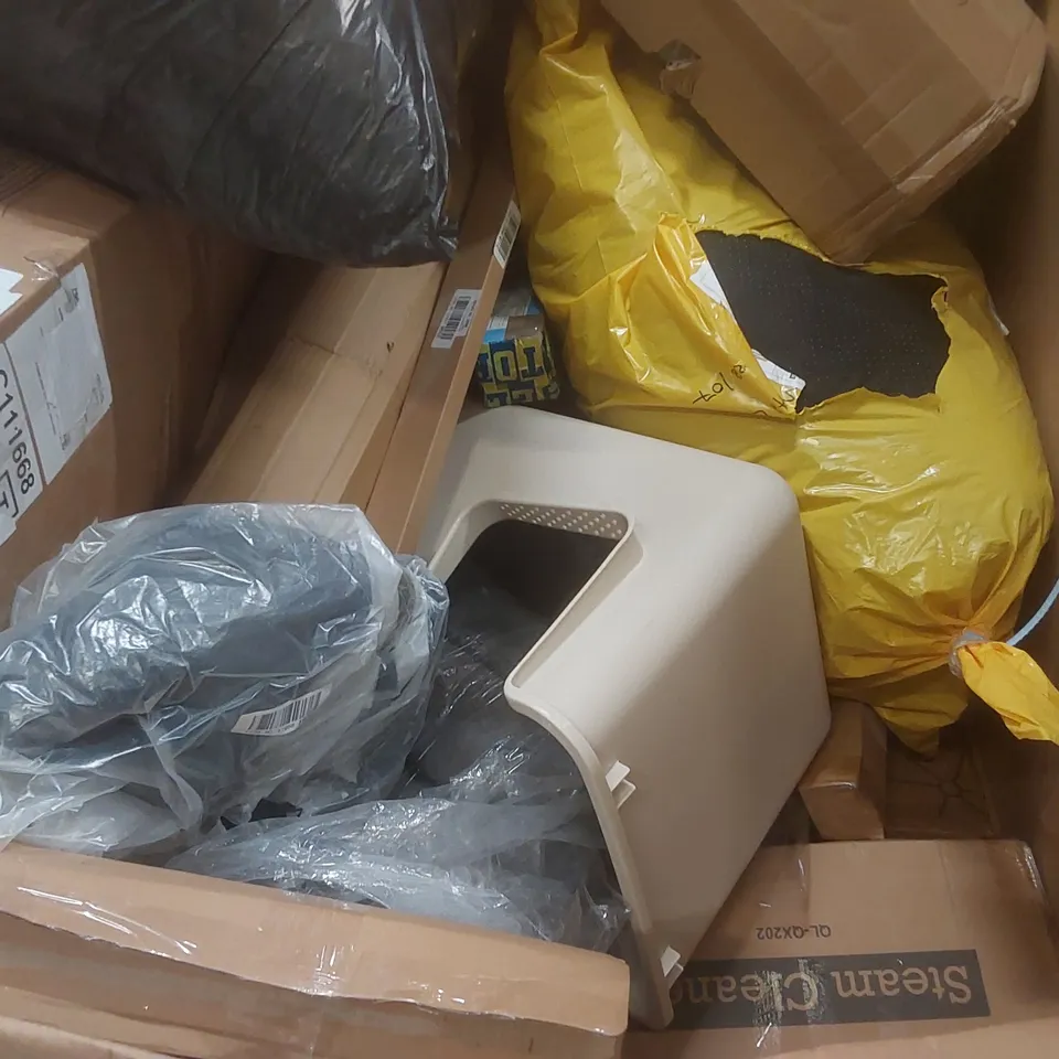 PALLET CONTAINING A LARGE QUANTITY OF ASSORTED ITEMS INCLUDING: PATIO HEATER, AIR COOLER, STEAM CLEANER ECT