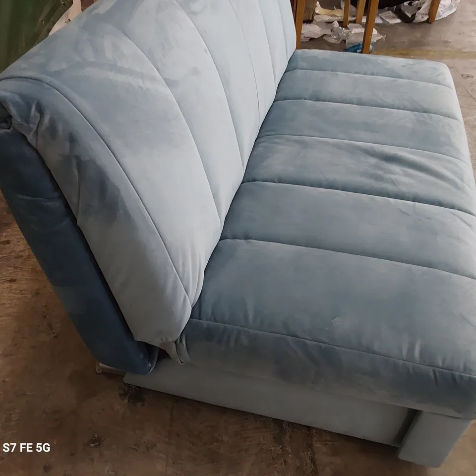 DESIGNER FOLD OUR SOFABED LIGHT BLUE PLUSH FABRIC 
