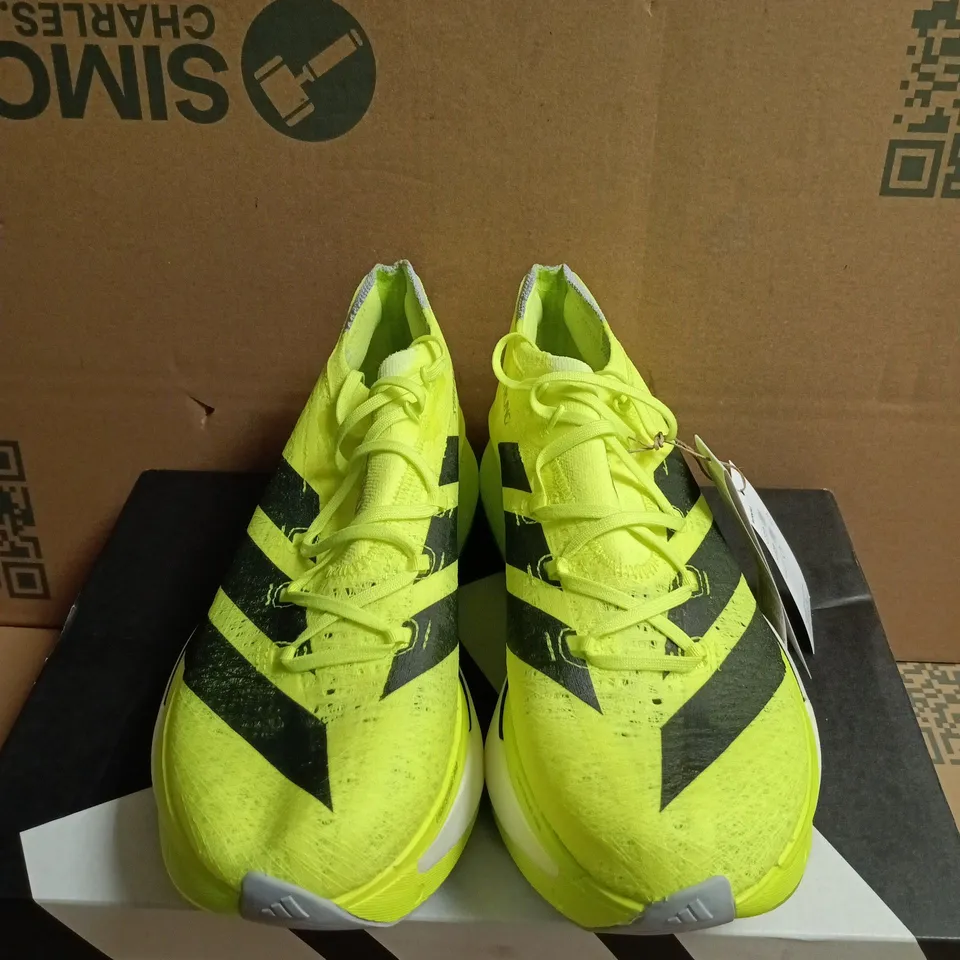 BOXED PAIR OF ADIDAS ADIZERO PRIME X3 STRUNG RUNNING SHOES – MEN'S - UK SIZE 9