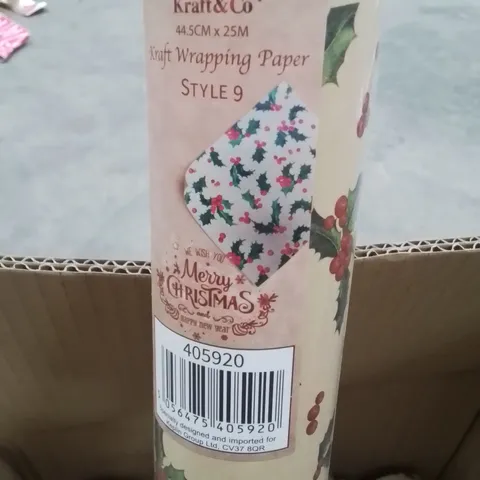 BOX CONTAINING APPROXIMATELY 20 ROLLS OF WRAPPING PAPER