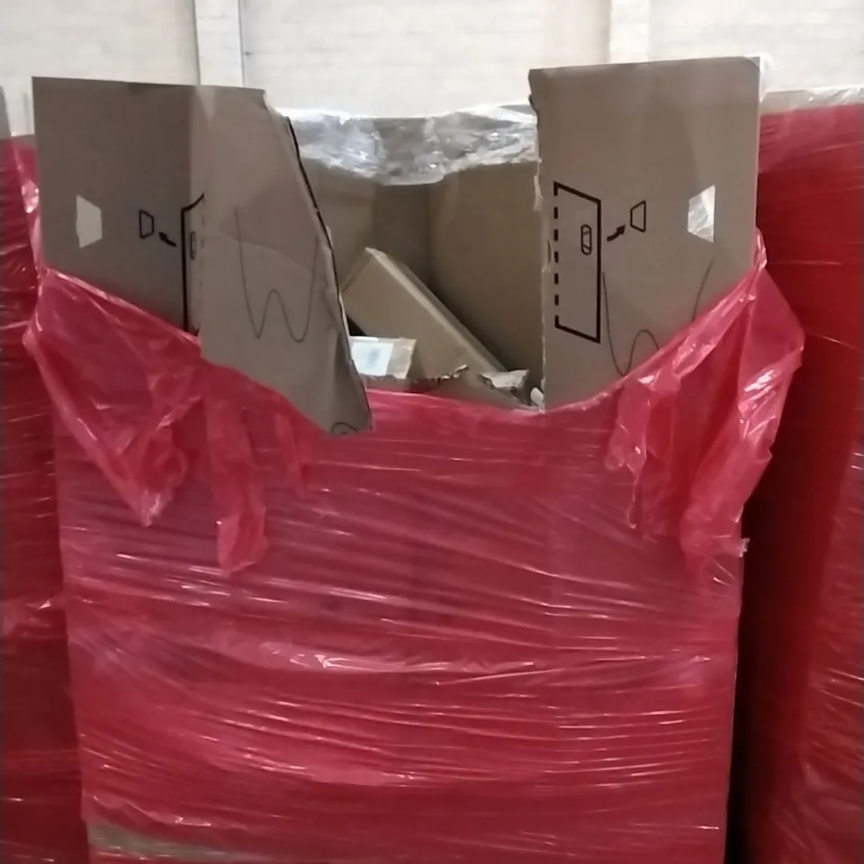 A PALLET OF VARIOUS ITEMS TO INCLUDE. MEMORY FOAM MATTRESS, CLOTHES AIRERS AND PRAM COVER
