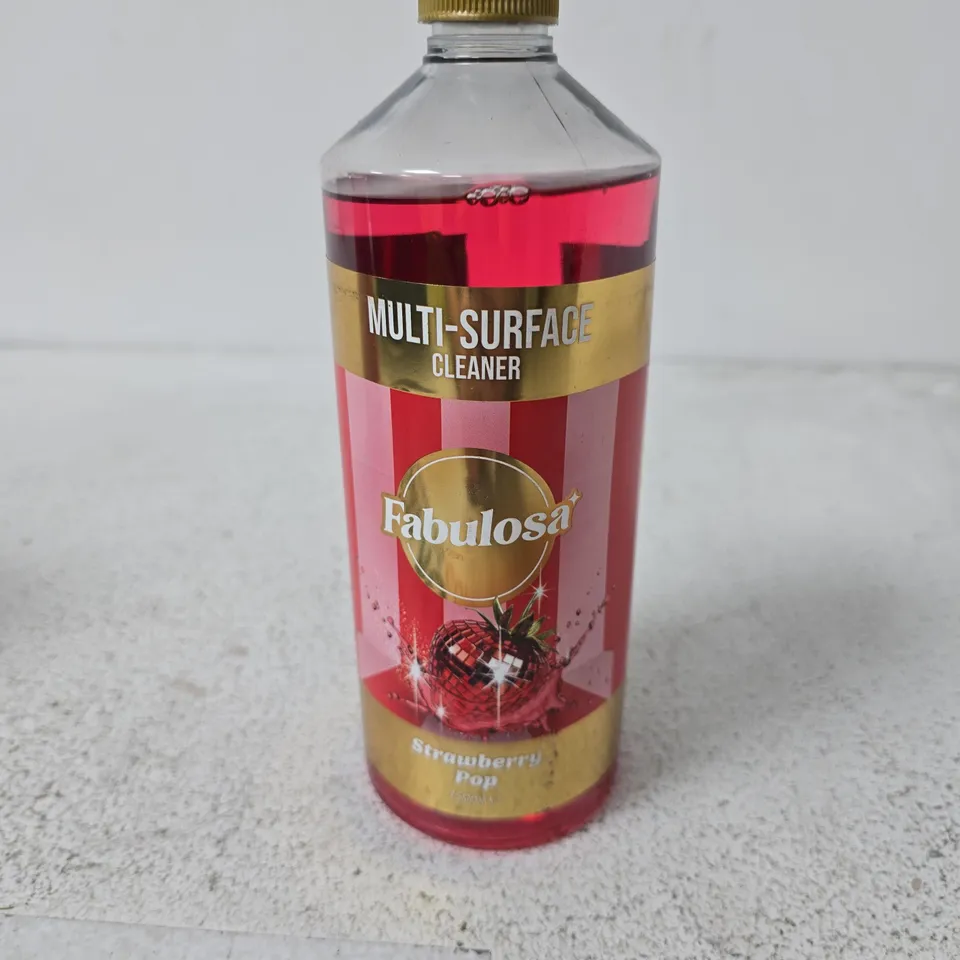 APPROXIMATELY 15 ASSORTED HOUSEHOLD LIQUIDS INCLUDING FABULOSA WINTER ANGEL AND FABULOSA ROUGE MULI SURFACE CLEANER 