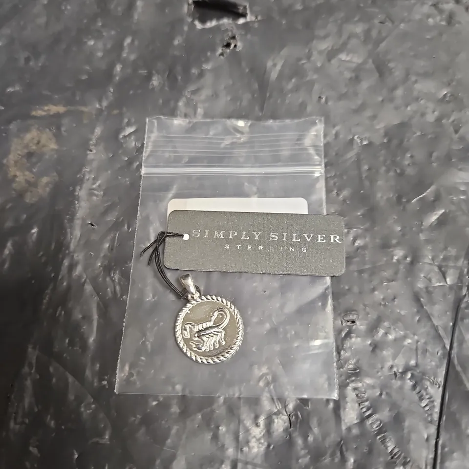 SIMPLY SILVER STERLING 925 CIRCULAR SCORPIO ZODIAC PENDANT CHARM