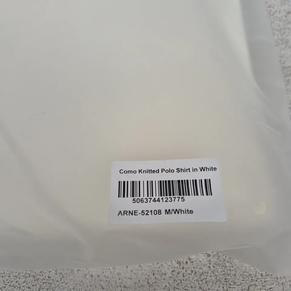 ARNE COMO KNITTED POLO SHIRT IN WHITE – SIZE M