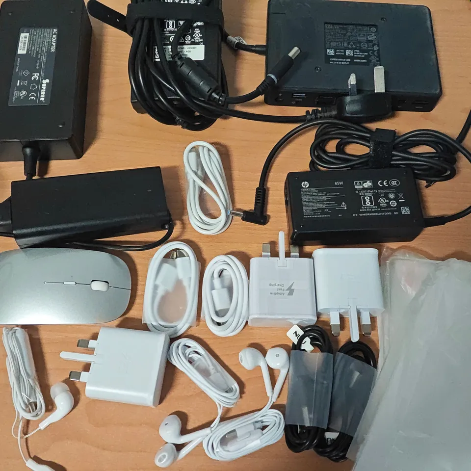LOT OF ASSORTED POWER SUPPLIES AND MOBILE PHONE ACCESSORIES TO INCLUDE EARPHONES, POWER ADAPTERS AND CASES