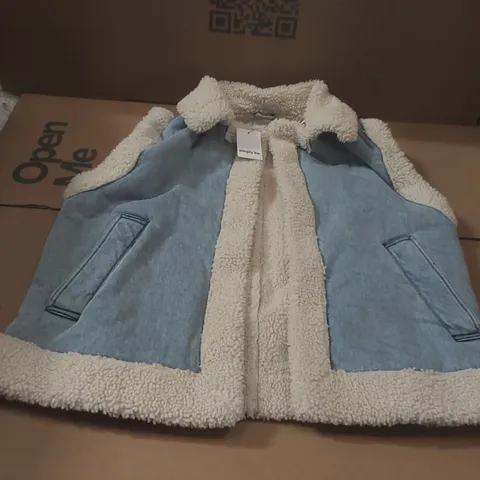 BOX CONTAINING APPROXIMATELY 3x BRAND NEW SIMPLY BE LIGHT WASH DENIM GILETS - SIZE 14