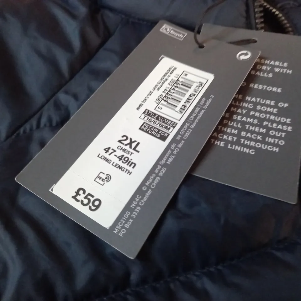 M&S NAVY FEATHER & DOWN JACKET - 2XL