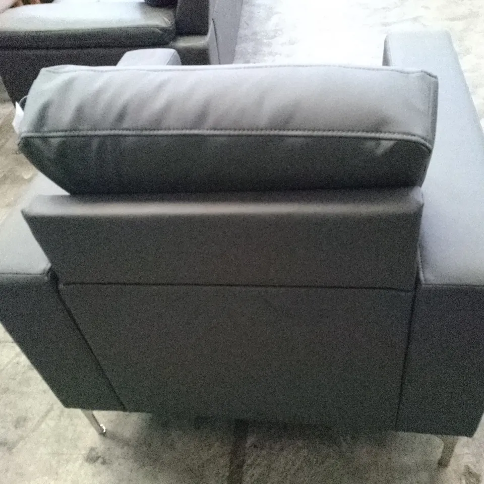 QUALITY DESIGNER BALTIMORE ARMCHAIR - GREY LEATHER