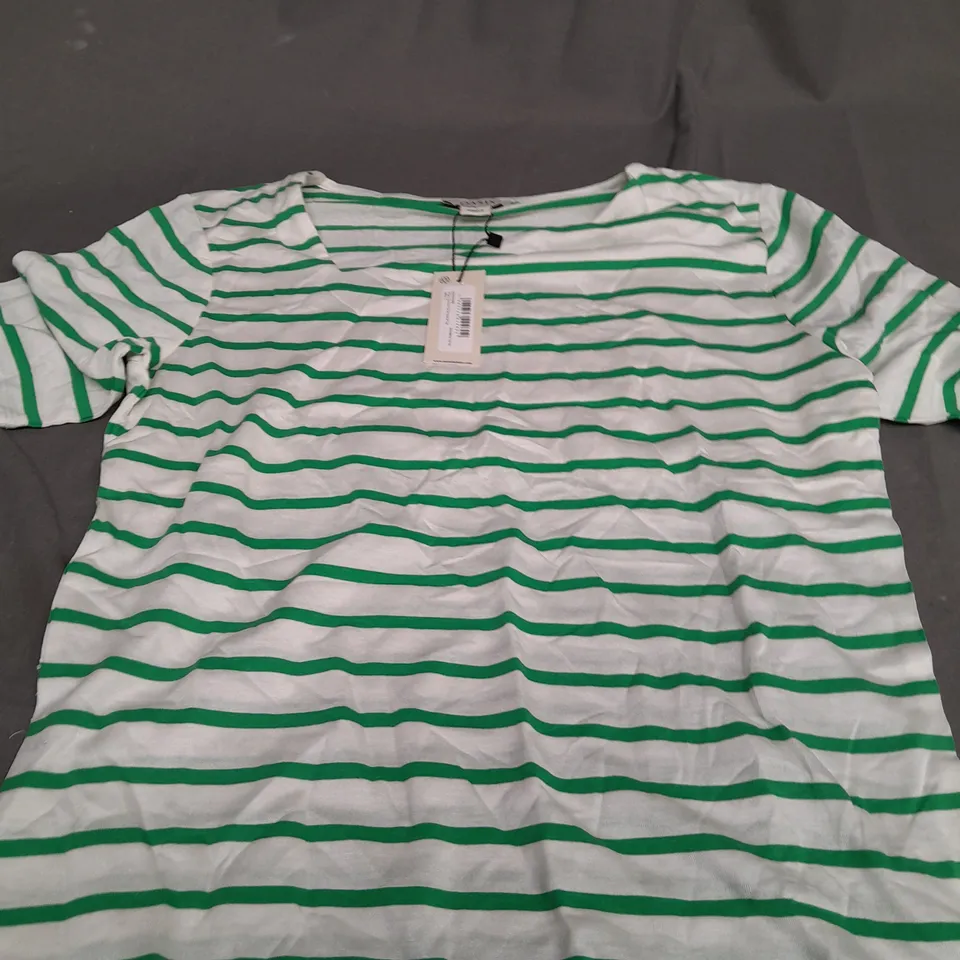 OASIS STRIPE ASYMMETIC SHORT SLEEVE TOP - SIZE SMALL