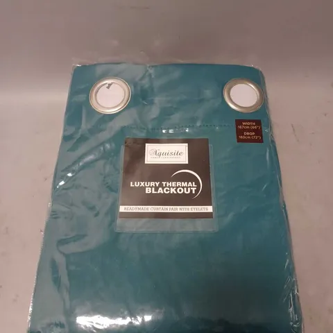 XQUISITE LUXURY THERMAL BLACKOUT CURTAINS IN TEAL 167CMX183CM