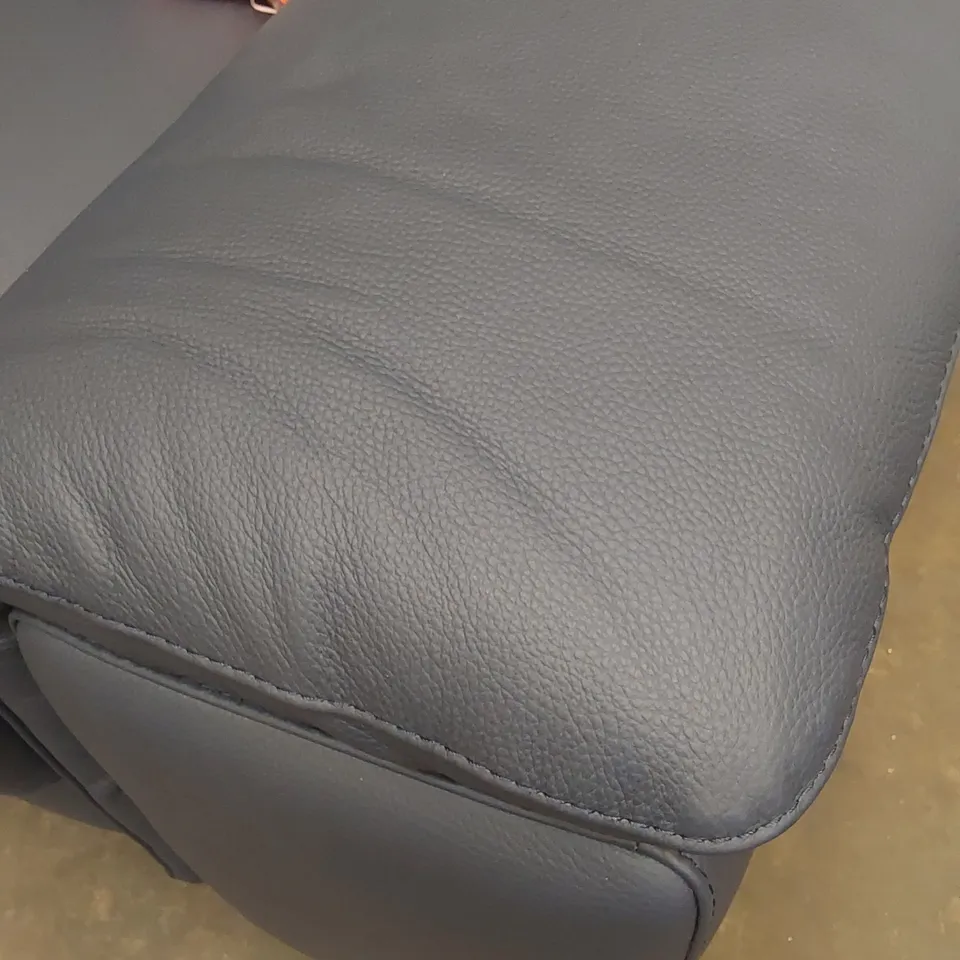 QUALITY DESIGNER ITALIAN MADE LARGE 6 SEATER ALBERTO ELECTRIC RECLINER SOFA IN LEATHER - NAVY
