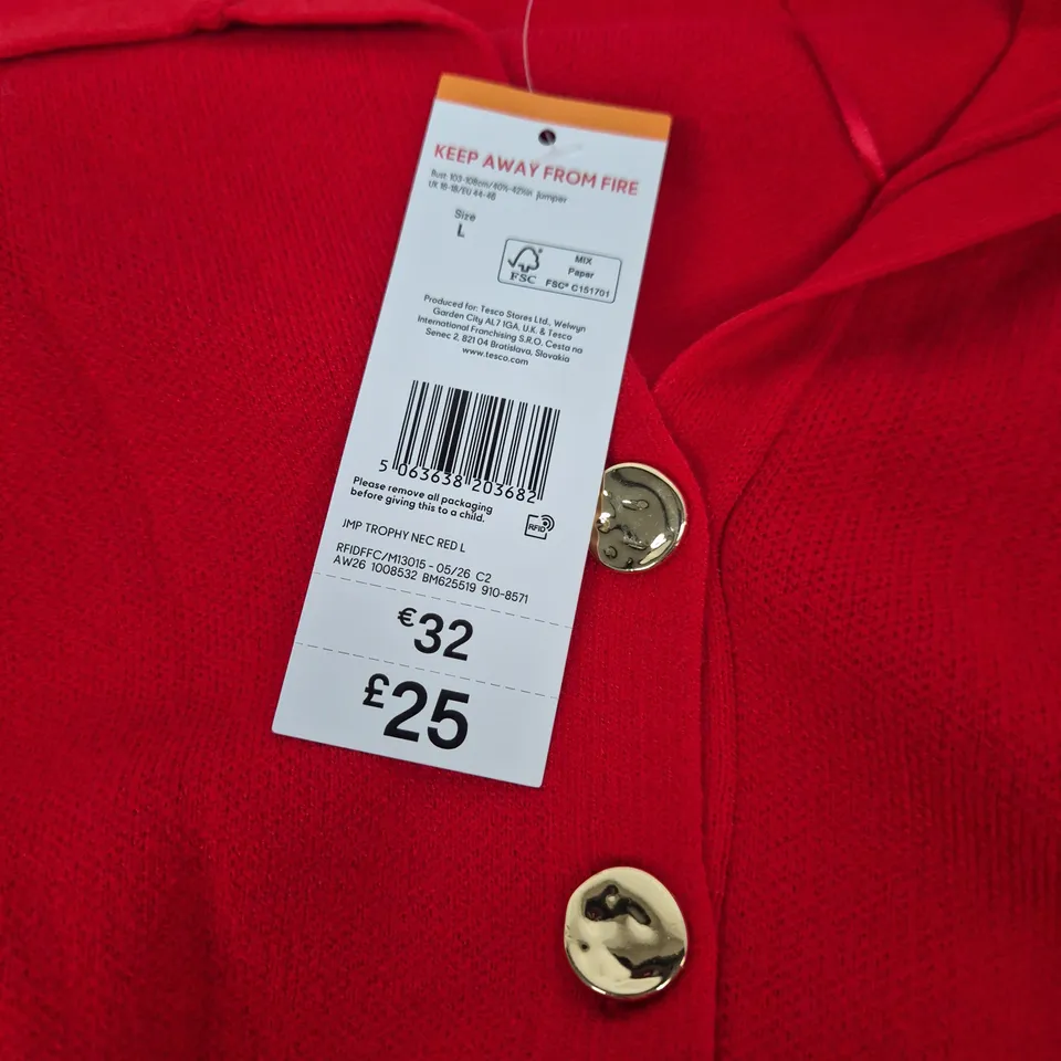 F&F RED CARDIGAN, SIZE L, WOMEN’S CLOTHING