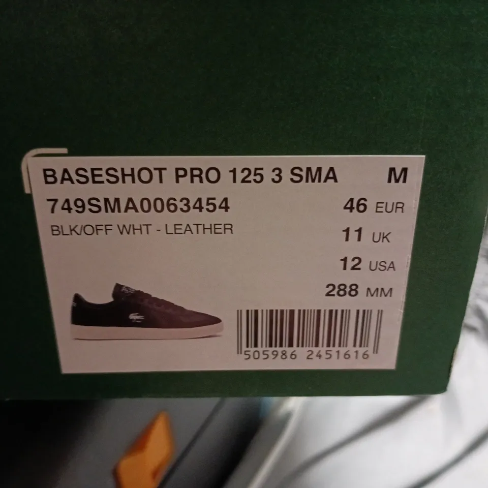 LACOSTE BASESHOT PRO 125 3 SMA LEATHER SNEAKERS – BLACK (UK 11)