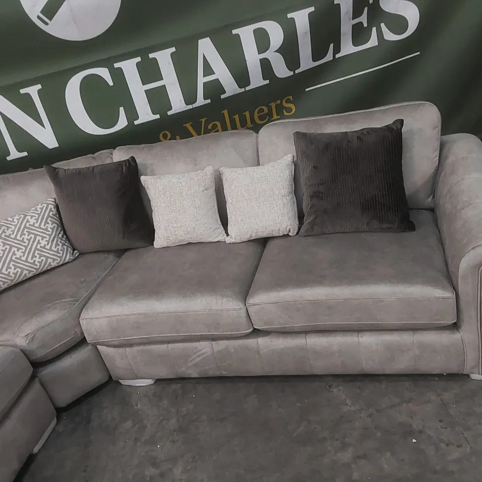 QUALITY DESIGNER AMARA VELVET DOUBLE ARM CORNER GROUP SOFA 