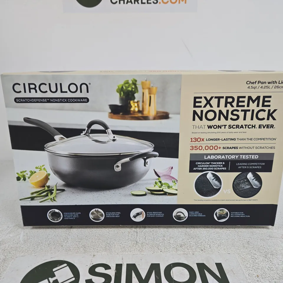 CIRCULON CHEF PAN WITH LID – NON-STICK COOKWARE, 26CM (4.5 QT)