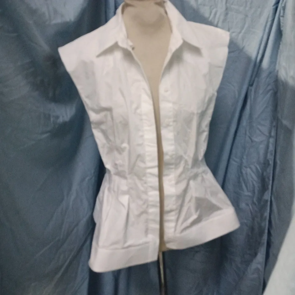 ZARA WHITE BUTTON-FRONT SHIRT BLOUSE – WOMEN’S UK M (US/MEX M)