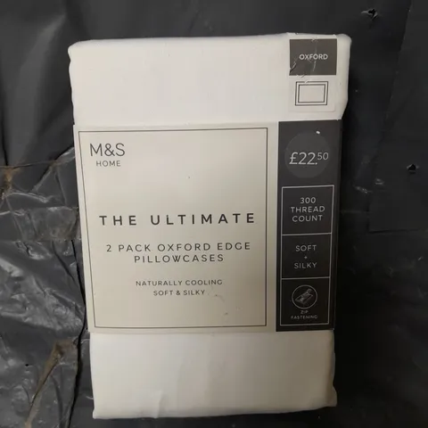 M&S THE ULTIMATE 2 PACK OXFORD EDGE PILLOWCASES IN WHITE