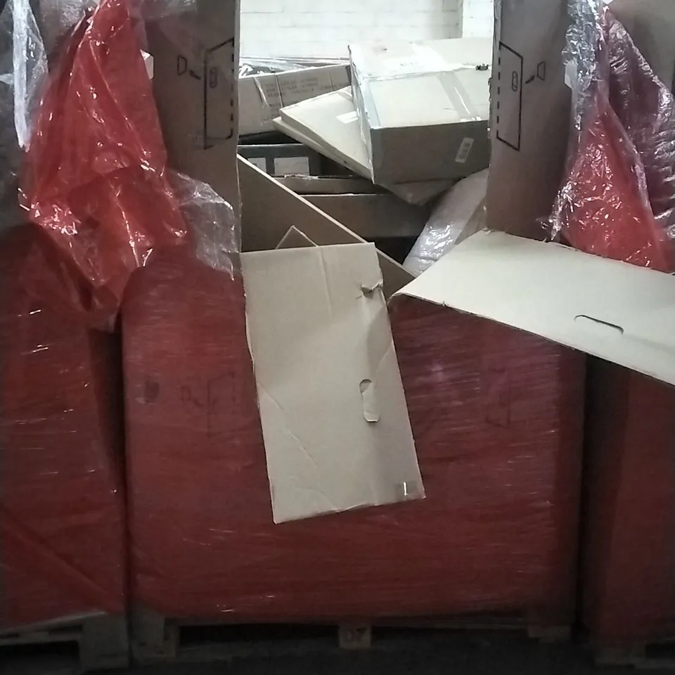 PALLET OF HOUSEHOLD ITEMS TO INCLUDE CEILING LIGHT, WARDROBE, EXERCISE MAT,WHOLE HOUSE WATER FILTER HOUSING AND OTHER ASSORTED ITEMS...