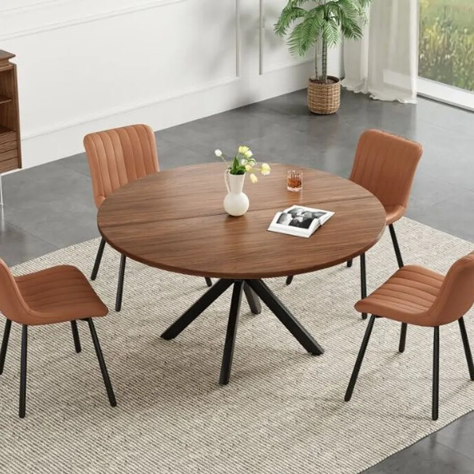 BOXED ROUND DINING TABLE 6 PEOPLE - WALNUT (1 BOX)