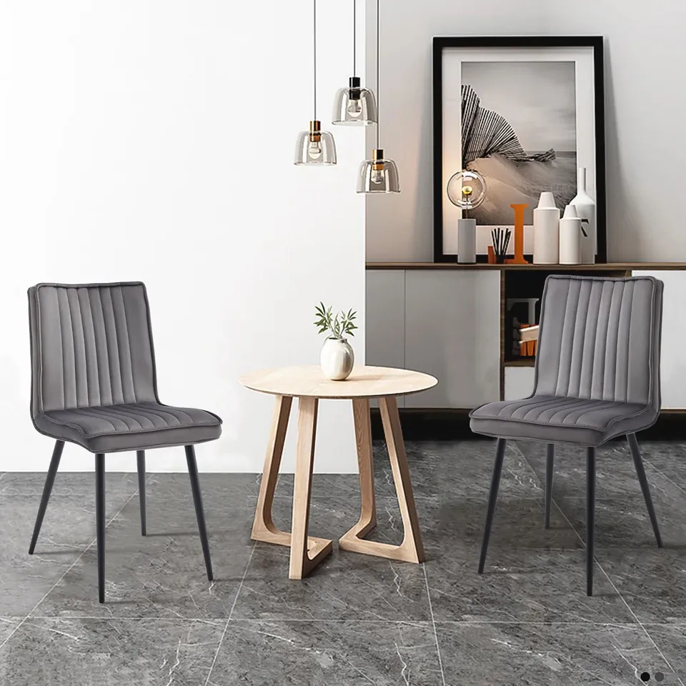 BOXED HAVVA DINING CHAIRS [VELVET] [SET OF 2] - GREY VELVET (1 BOX)