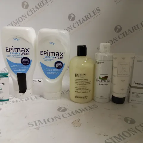 BOX OF ASSORTED COSMETIC ITEMS TO INCLUDE EAR SPARYS, EPIMAX AND ARKO