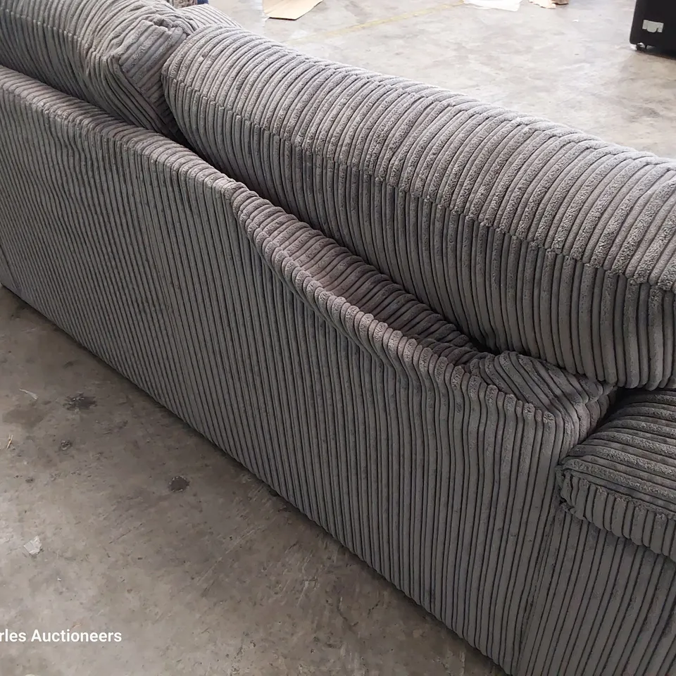 DESIGNER THREE SEATER SOFA GREY JUMBO CHORD 