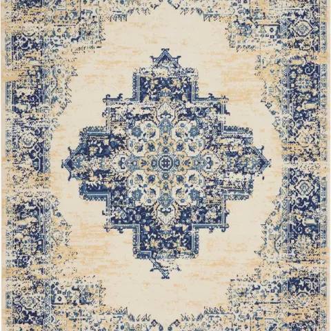 GRAFIX WHITE GRF14 POLYPROPYLENE VINTAGE AREA RUG - 5 FT X 7 FT 