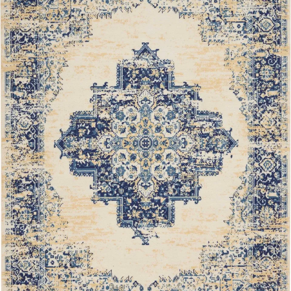 GRAFIX WHITE GRF14 POLYPROPYLENE VINTAGE AREA RUG - 5 FT X 7 FT