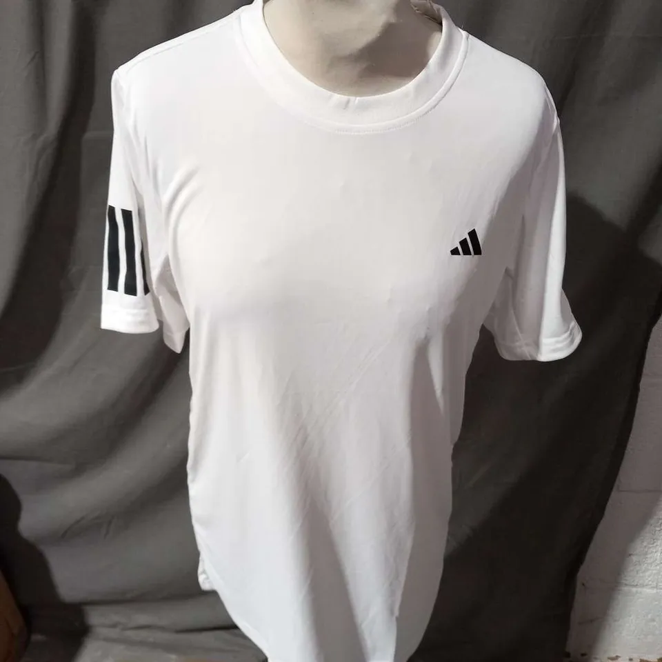 ADIDAS B CLUB 3 STRIPE T SHIRT WHITE SIZE USE XL