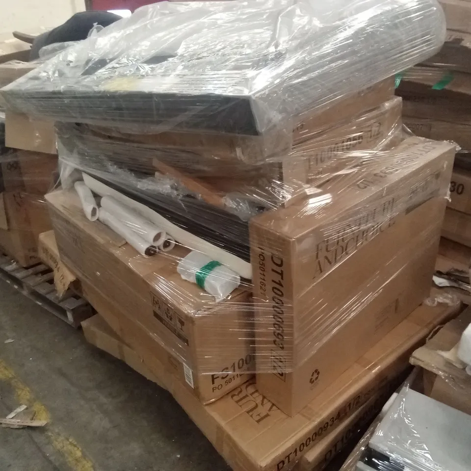 PALLET OF ASSORTED DESIGNER INCOMPLETE FURNITURE PARTS AND PIECES