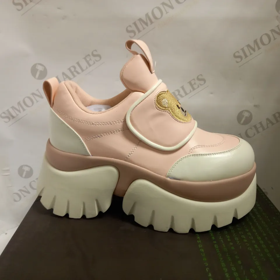 KOI VEGAN TEDDY SURA PINK VILUN PLATFORM TRAINERS - SIZE 4