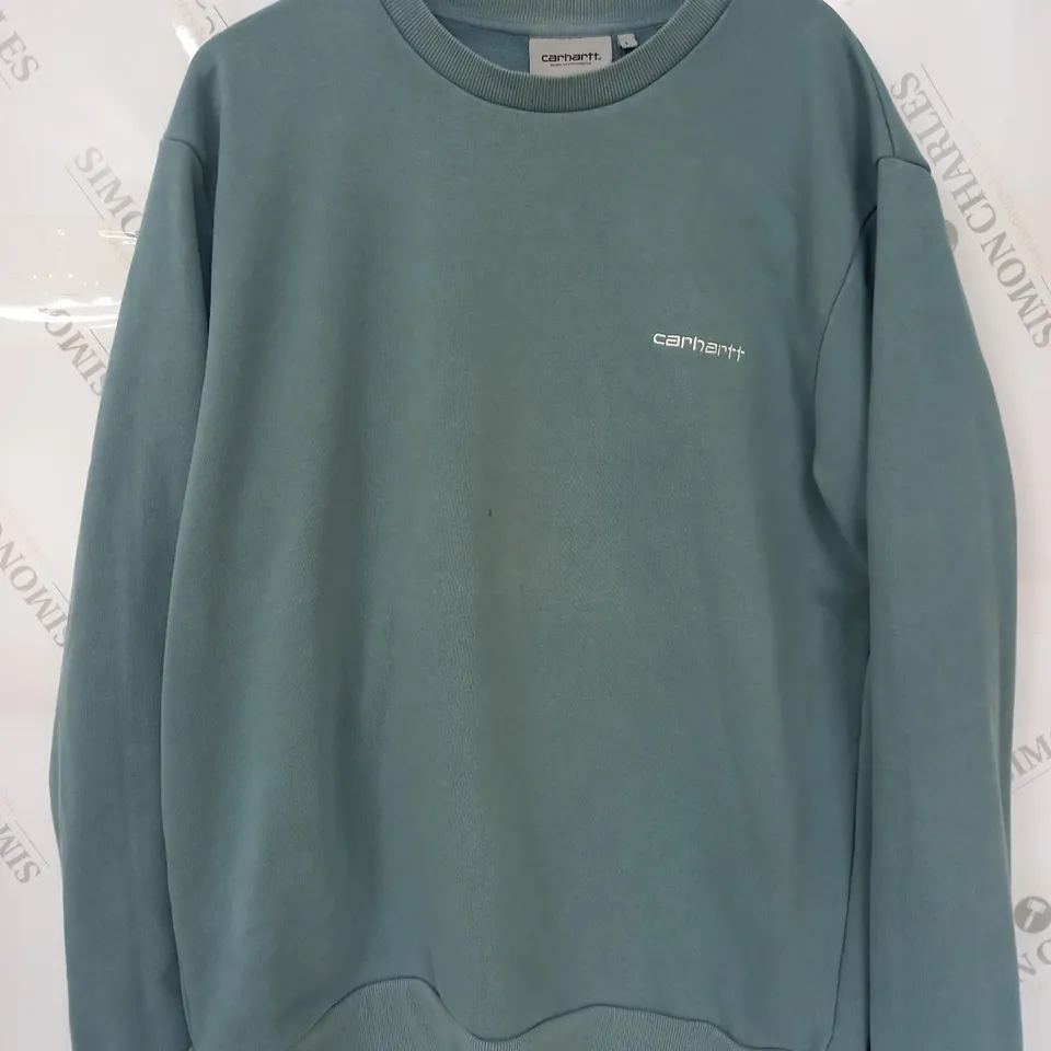 CARHARTT EMBROIDED SWEATER IN SKY BLUE - LARGE