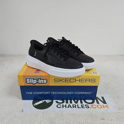 SKECHERS BLACK SLIP INS TRAINERS SIZE 6 BOXED