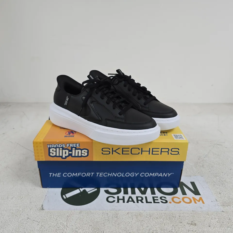 SKECHERS BLACK SLIP INS TRAINERS SIZE 6 BOXED