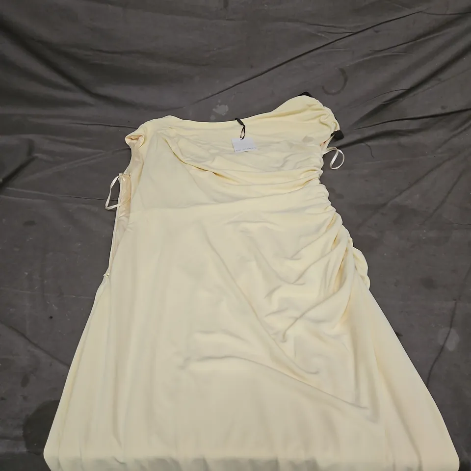 BRIDESMAID DRESS - SLASH NECK, DRAPED, STRETCH, IVORY SIZE 12